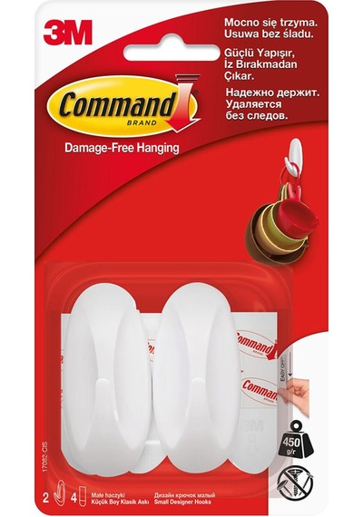 Command Küçük Boy Askı 2 Adet 3 Adet Çok Renkli