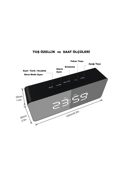 Dijital Çalar Saat Usb/pil Aynalı Led Termometre Alarm Gece Modlu Eletronik Saat Çok Renkli