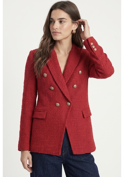 Ritnice Kadın Tovi Tüvit Dokulu Gold Düğmeli Asimetrik Kesim Astarlı Kırmızı Blazer Ceket Ritnice Kadın Tovi Tüvit Dokulu Gold Düğmeli Asimetrik Kesim Astarlı Kırmızı Blazer Ceket
