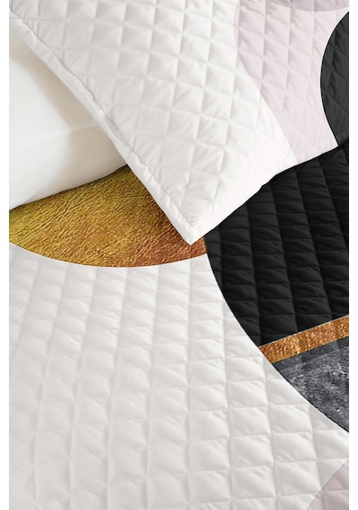 Siyah Geometrik Modern Genç Odası Tek Kişilik Pike Takımı-gold Gri 160x220 Cm Kapitone Yatak Örtüsü Naif Bozkır Havası