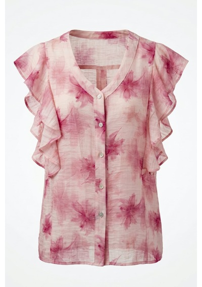 Sateen Fırfır Detaylı Gömlek - Pembe-137364