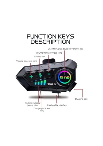 Y10 2x Motosiklet Kask İntercom Çift Eşleşme Rgb Işıklı Bluetooth Kulaklık 5,3 39523026