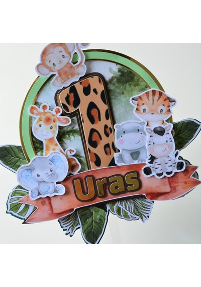 Safari Temalı Kişiye Özel Doğum Günü Pasta Parti Süsü Cake Topper