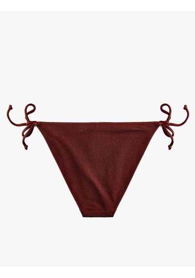 Koton Yanları Bağlamalı İpli Dokulu Bikini Altı Kahverengi 6sak00011mm