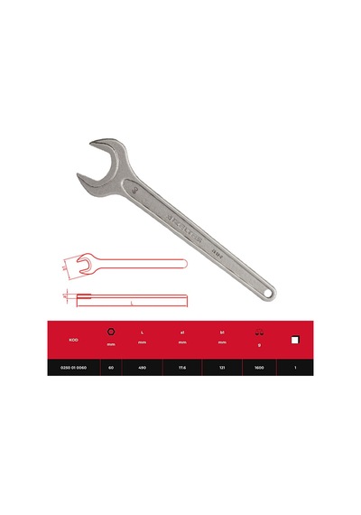 İzeltaş 0250 Bir Ağız Taçli Anahtar 60 Mm  - 0250010060