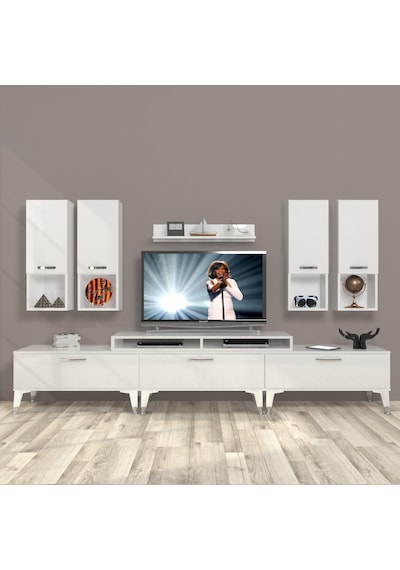 Decoraktiv Ekoflex 8da Mdf Silver Tv Ünitesi Tv Sehpası Beyaz