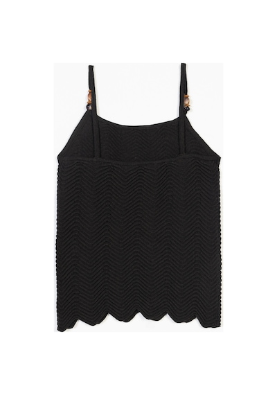 Halter Yaka Boncuk Detaylı Askılı Triko Top Kahve