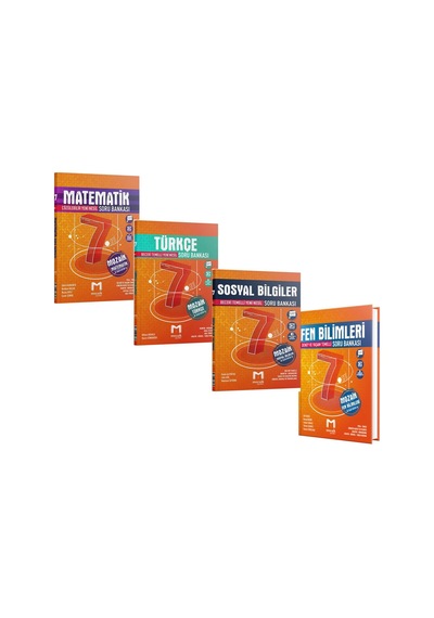 Mozaik 7.sınıf Türkçe Matematik Fen Ve Sosyal Bilimler Soru Bankası Seti 4 Kitap