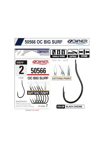 Owner 50566 Cut Big Surf Gun Black Olta İğnesi 3