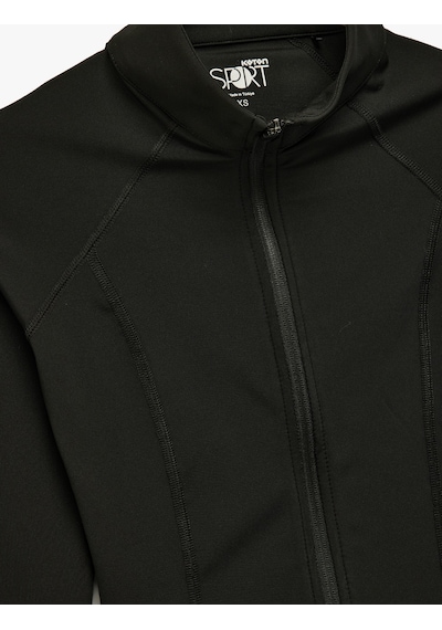Koton Fermuarlı Uzun Kollu Dik Yaka Slim Fit Spor Sweatshirt Siyah 6wak10164nk Siyah
