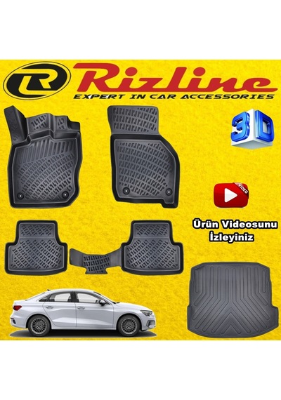 Audi A3 Sedan 3D Paspas+Bagaj Havuzu 2020 Sonrası Set Rizline N11.26378