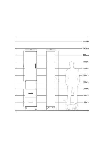 Arges Dolap 3 Raflı 2 Çekmeceli Tek Askılı 44x30x221 Aytaşı-a... Aytaşı