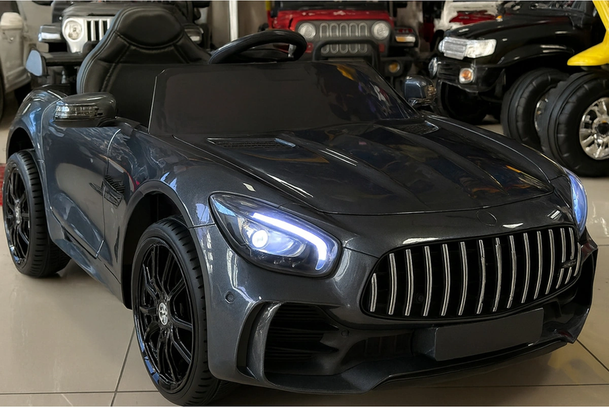 12v Mercedes Gtr Akülü Araba 1-4 Yaş, Uzaktan Kumandalı, Led Işıklı Gri
