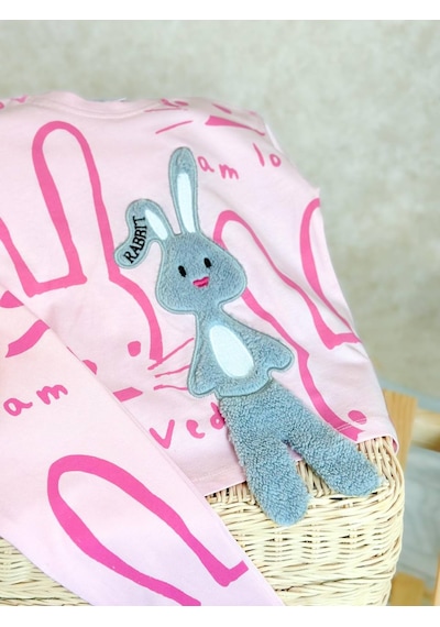 Lolliboomkids Kız Çocuk Peluş 3d Tavşan Nakış Detaylı Tshirt - Tayt Alt Üst Takım Pembe Renk Pembe Lolliboomkids Kız Çocuk Peluş 3d Tavşan Nakış Detaylı Tshirt - Tayt Alt Üst Takım Pembe Renk Pembe