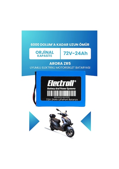 Arora Zr5 Uyumlu Batarya Standart Kapasite Lifepo4 72v 24ah Elektrikli Motorsiklet Bataryası
