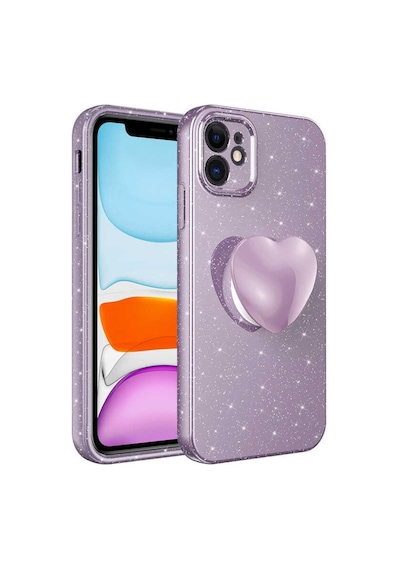 Apple Uyumlu iPhone 11 Kilif Simli Pop Soketli Kalp Kapak 553933565