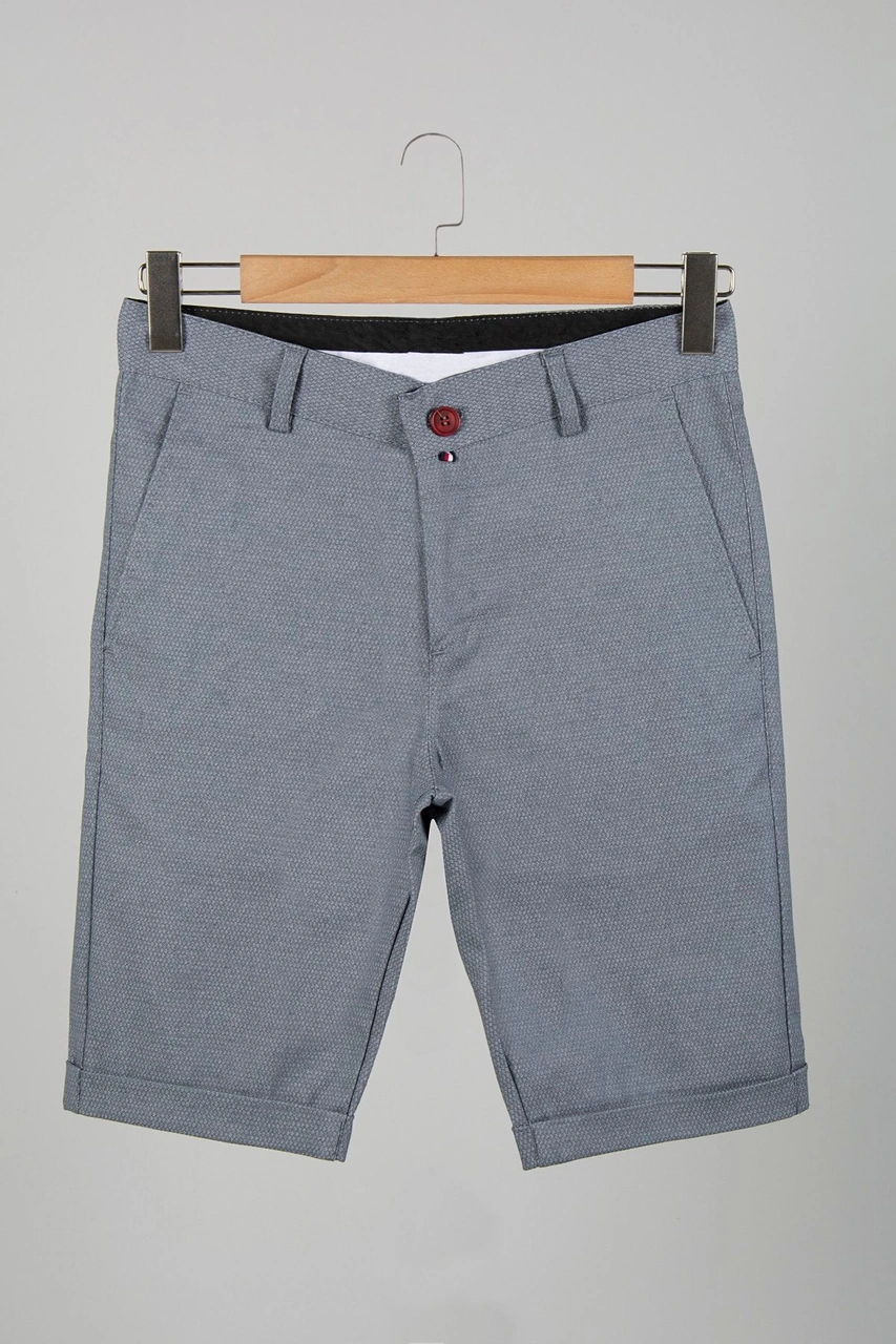 Veaven Erkek Gri Slim Fit Keten Şort Vavn9y-2200196-4 Gri