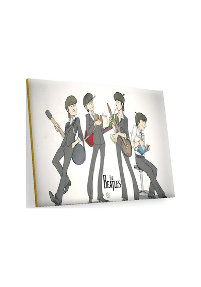 Cakasepetim The Beatles Karikatürize Çizim Ahşap Mdf Tablo