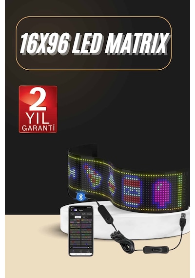 Tek Led Ekran Matrix Panel En Büyük Boy 16x96 Araba Yazısı Najmaddin Diğer