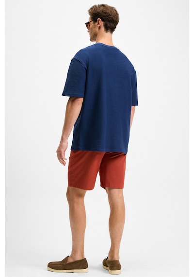 Grımelange OURFLOW Erkek Nakış Detaylı %100 Organik Pamuk Bisiklet Yaka Kısa Kollu Oversize Lacivert T-Shirt