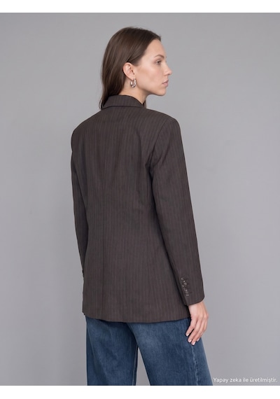 Dilvin 60817 Yan Düğmeli Blazer-kahve