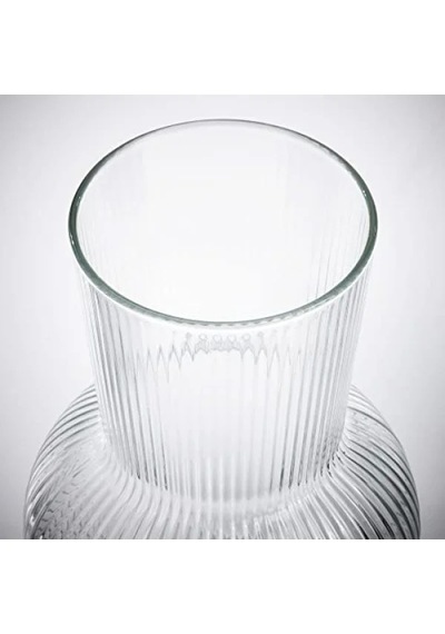 Yuvarlak Cam Vazo - 17 Cm Açık Ahşap