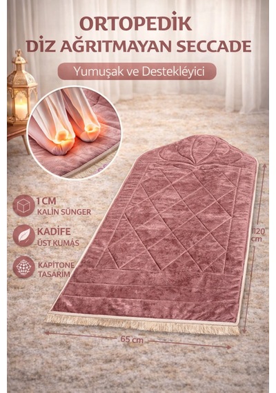 Ortopedik Diz Ağrıtmayan Kapitone Tasarım Hediyelik Çeyizlik Seccade 1cm Sünger 65 120 Ebat Gül Kurusu Ortopedik Diz Ağrıtmayan Kapitone Tasarım Hediyelik Çeyizlik Seccade 1cm Sünger 65 120 Ebat Gül Kurusu