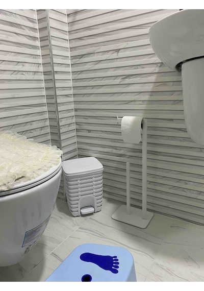 Aju Tuvalet Kağıtlığı Beyaz Yedekli Özel Tasarım Ağır Döküm Devrilmez Banyo Tuvalet Kurulum Gerektirmez Beyaz