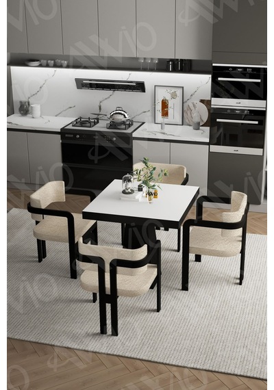 Avvio Nero Lake Mdf Ayak Tokyo Demonte Sandalye 80x80 Yemek Masası Mutfak Masası 4 Kişilik Beyaz Avvio Nero Lake Mdf Ayak Tokyo Demonte Sandalye 80x80 Yemek Masası Mutfak Masası 4 Kişilik Beyaz