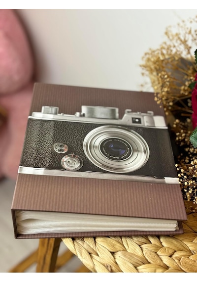 Rabsev Fotoğraf Albümü 15x21cm 100 Fotoğraf Kapasiteli Renkli Kamera Desenli Anı Albümü