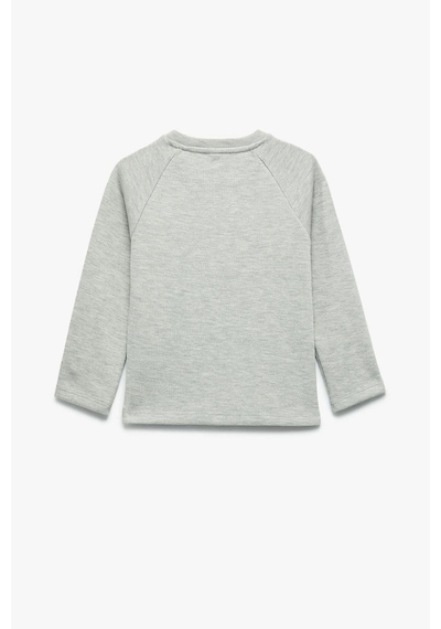 Koton Erkek Bebek Pamuklu Düğmeli Uzun Reglan Kollu Bisiklet Yaka Sweatshirt Yeşil