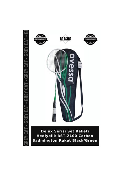 Delux Serisi Set Raketi Hediyelik Bst-2100 Carbon Badmington Raket Black/green