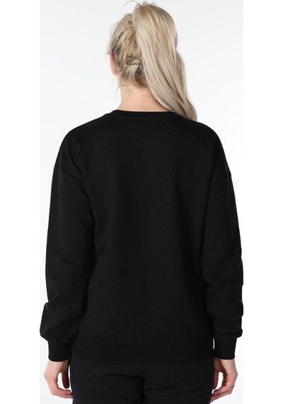 Defys Kadın Bisiklet Yaka Regular Fit Baskılı Sweatshirt Siyah - 499440784 Siyah