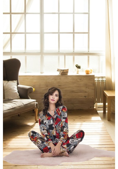 Bebekokusu Rahat Ve Şık Kadın Pijama - Karışık Desenli Desenli