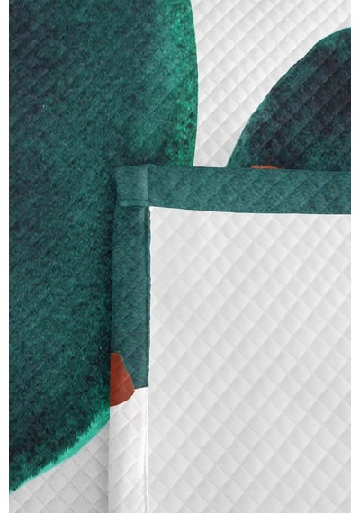 Geometrik Yeşil Modern Genç Odası Tek Kişilik Pike Takımı - Kiremit 160x220 Cm Kapitone Yatak Örtüsü Yeşil