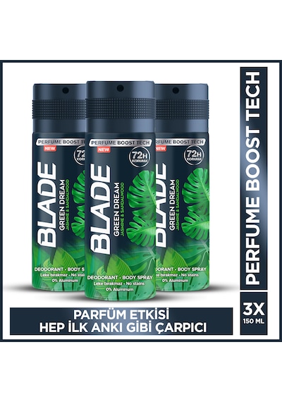 Blade Green Dream Erkek Sprey Deodorant 3 x 150 ML