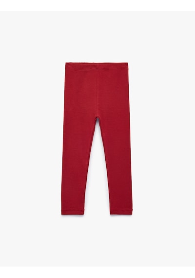 Koton Pamuklu Beli Lastikli Kaşkorse Basic Uzun Tayt Bordo 7wmg40004ak