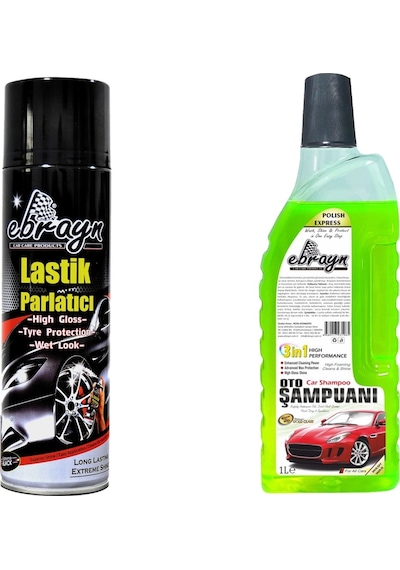 Ebrayn 1 Adet 1 Litre Oto Şampuanı 1 Adet 500 Ml Lastik Parlatıcı