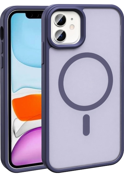 Apple Uyumlu iPhone 12 Kılıf M-safe Şarj Özellikli Mat Arka Yüzey Zore Sio Kapak Derin Mor