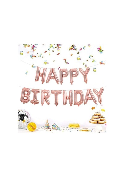 Happy Birthday Rose Gold Harf Folyo Balon Set