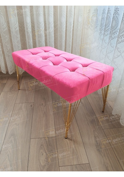 Modern Dilim Puf Ayakucu Puf Gold Metal Ayak 100 45 Pembe