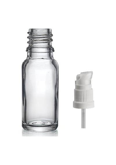 20ml Şeffaf Cam Serum Pompalı Şişe, 12 Adet, Pompalı Şişe, Medikal Şişe, Cam Şişe,