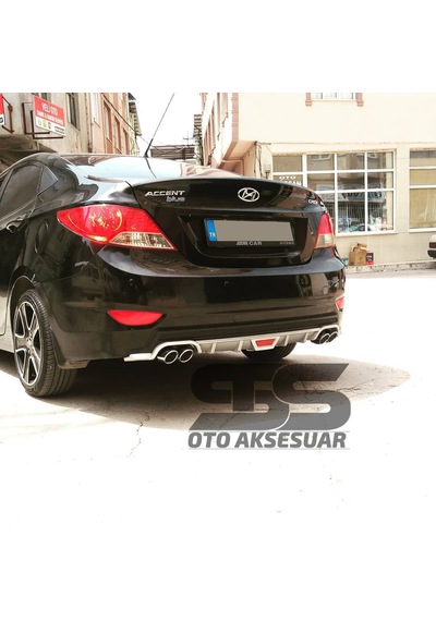 Hyundai Accent Blue Difüzör Arka Tampon Eki 4 Egzoz Çıkışlı Gri Tip