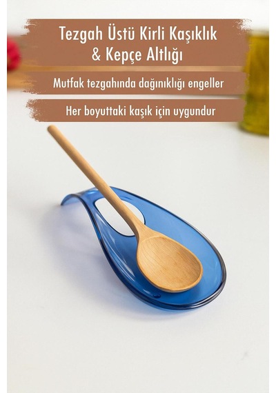 Akrilik Mavi Tezgah Üstü Kirli Kaşıklık & Kepçe Altlığı Akrilik Mavi Diğer