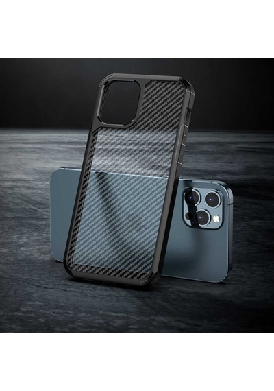 Apple Uyumlu  iPhone 12 Pro Max Kılıf Zore Inoks Fiber Yüzey Tasarım Kılı