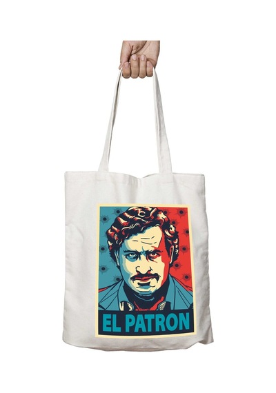 Art Hediye Escobar El Patron İki Tarafı Kalıcı Baskılı Yıkanabilir Çanta Çok Renkli