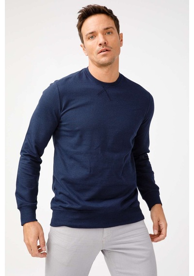 Igs İgs Erkek Lacivert Modernfıt / Ekstra Dar Kalıp Bisiklet Yaka Sweatshirt Lacivert