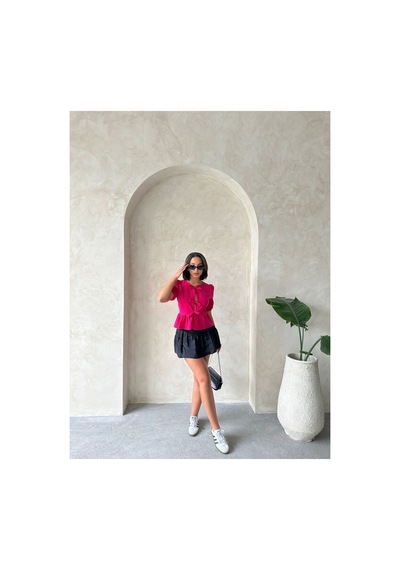 Verymoda Pembe Önden Bağlamalı Poplin Bluz D2699 FUŞYA