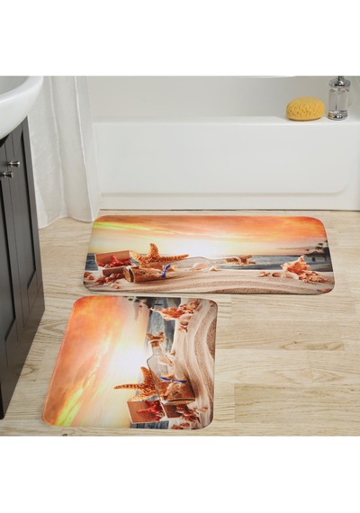 Rovigo Home Baskılı Kaymaz Taban 2'Li Banyo Paspas Takım Rvg5019-100x60-60x50 Çok Renkli