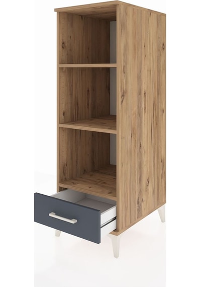 Kronos Dolap 3 Raflı Tek Çekmeceli 44x59x134 Çam-antrasit Çam
